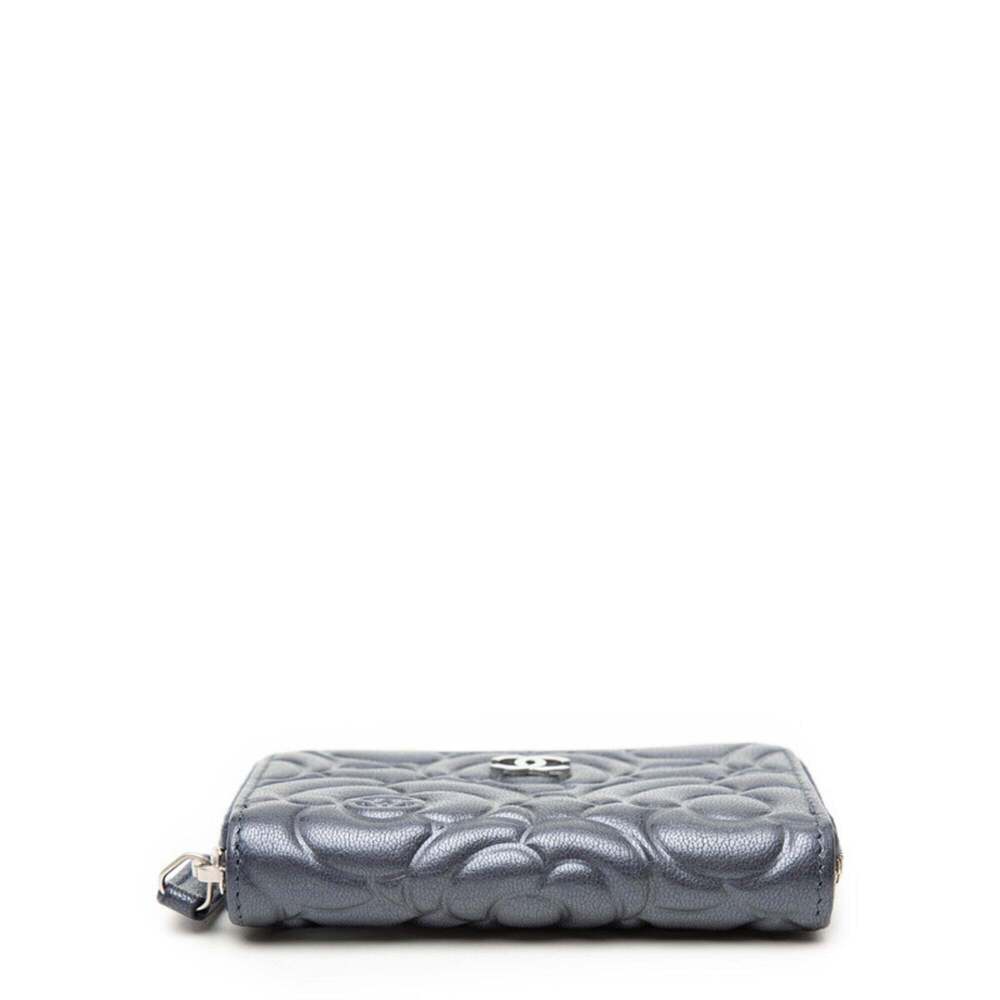 CHANEL Blue Leather Logo Wallet - Picture 3 of 7